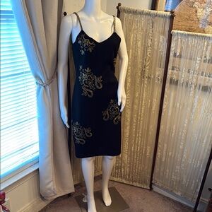 Elegant Black Dress with Gold Embroidery